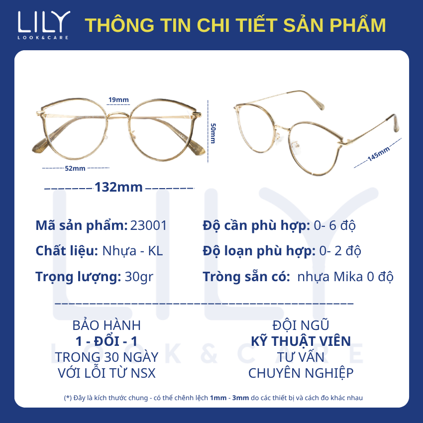 Kính gọng tròn thời trang nam nữ LILYEYEWEAR kim loại thanh mảnh chống ánh sáng xanh màu sắc thời trang 23001