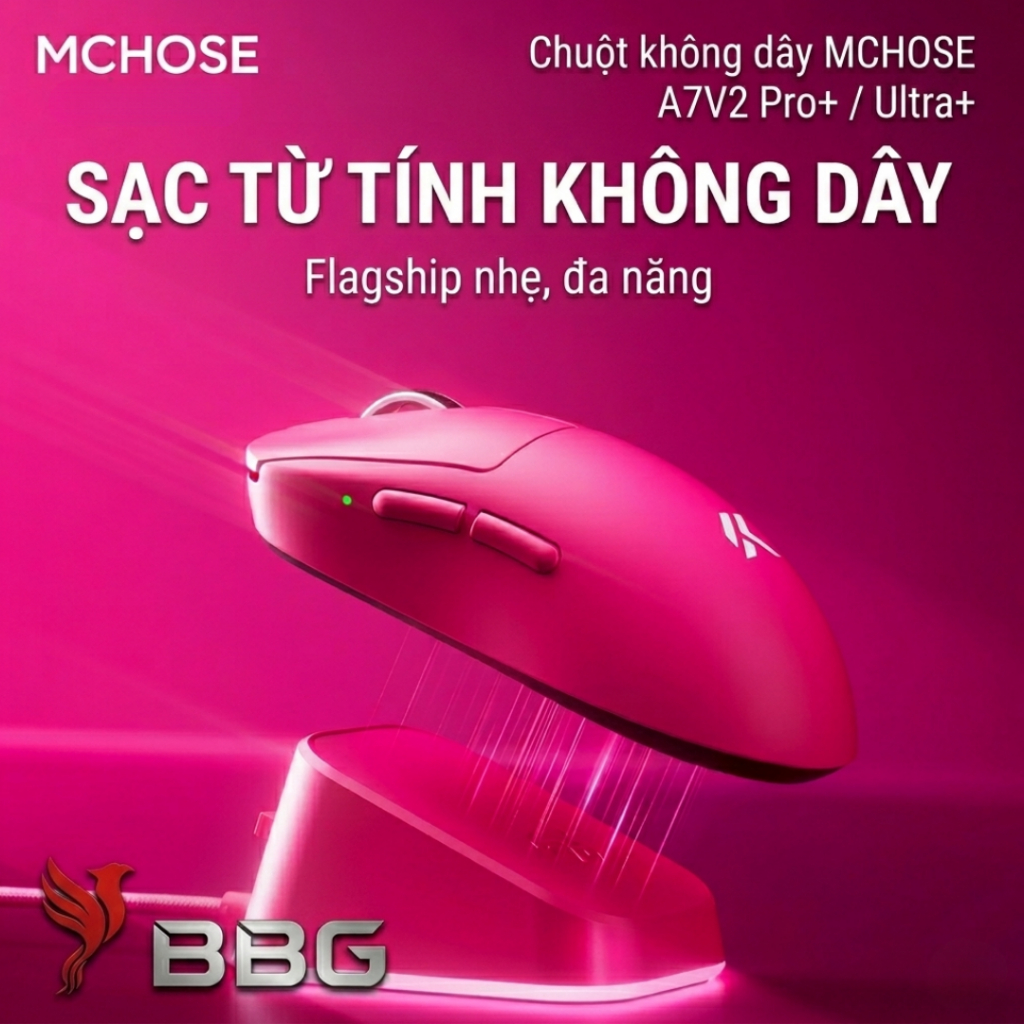 [BH 12TH] Chuột không dây MCHOSE A7V2 Pro+/Ultra+ kèm đế sạc từ tính, 3 chế độ kết nối,8k