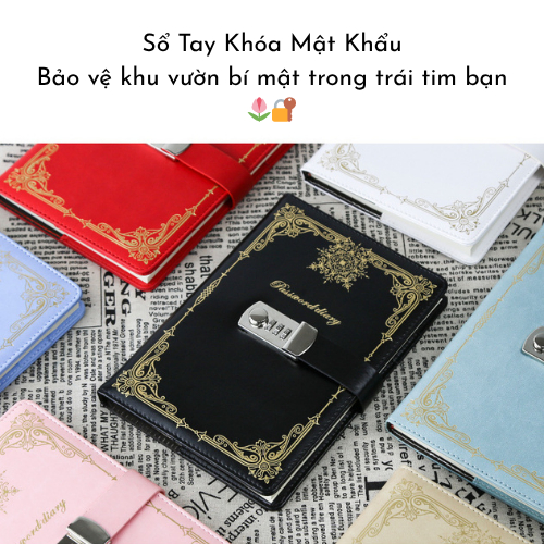 Sổ Mật Khẩu Nhật Ký, Sổ Có Khóa Mật Khẩu 200 Trang Giấy Dày 80 Gsm, Sổ Nhật ký Có Mật Khẩu Vintage