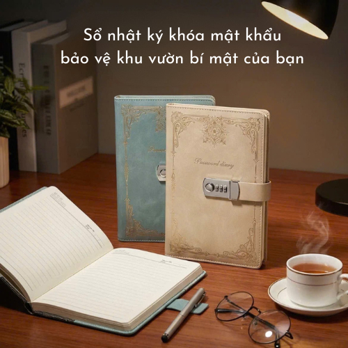 Sổ Mật Khẩu Nhật Ký, Sổ Có Khóa Mật Khẩu 200 Trang Giấy Dày 80 Gsm, Sổ Nhật ký Có Mật Khẩu Vintage
