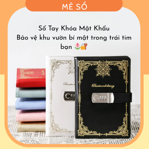 Sổ Mật Khẩu Nhật Ký, Sổ Có Khóa Mật Khẩu 200 Trang Giấy Dày 80 Gsm, Sổ Nhật ký Có Mật Khẩu Vintage