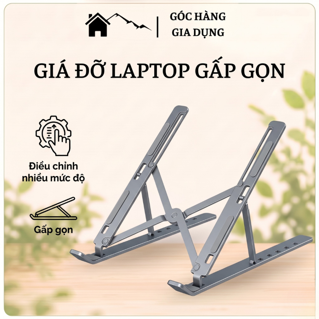 [Đơn 85k Nhận Quà] Giá đỡ laptop bằng nhôm điều chỉnh độ cao, gấp gọn, hỗ trợ tản nhiệt khi kê máy tính