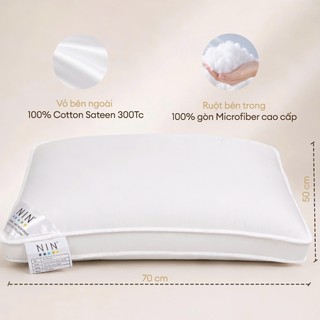 Ruột Gối Nằm Kháng Khuẩn NIN House Êm Ái | 50x70cm | Ruột Gối Siêu Mềm Mại, Hỗ Trợ Giảm Đau Cổ, Đau Vai Gáy