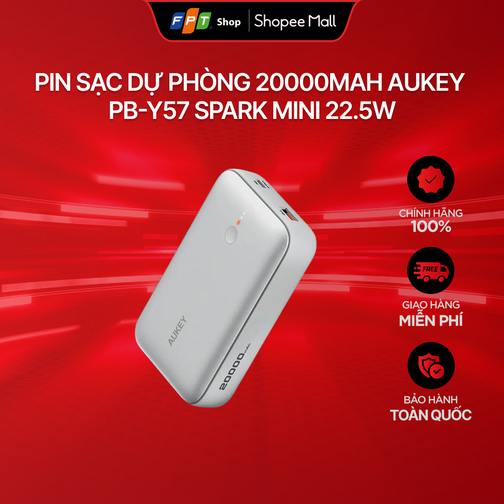 Pin sạc dự phòng 20000mAh Aukey PB-Y57 Spark Mini 22.5W