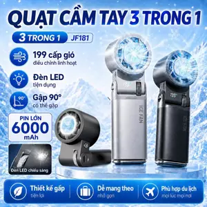 Quạt Mini Tua Bin Siêu Mạnh JF181, Quạt cầm tay Chế Độ Lạnh 16°C, Pin Lớn 6000mAh, Dùng Cho Văn Phòng, Du Lịch