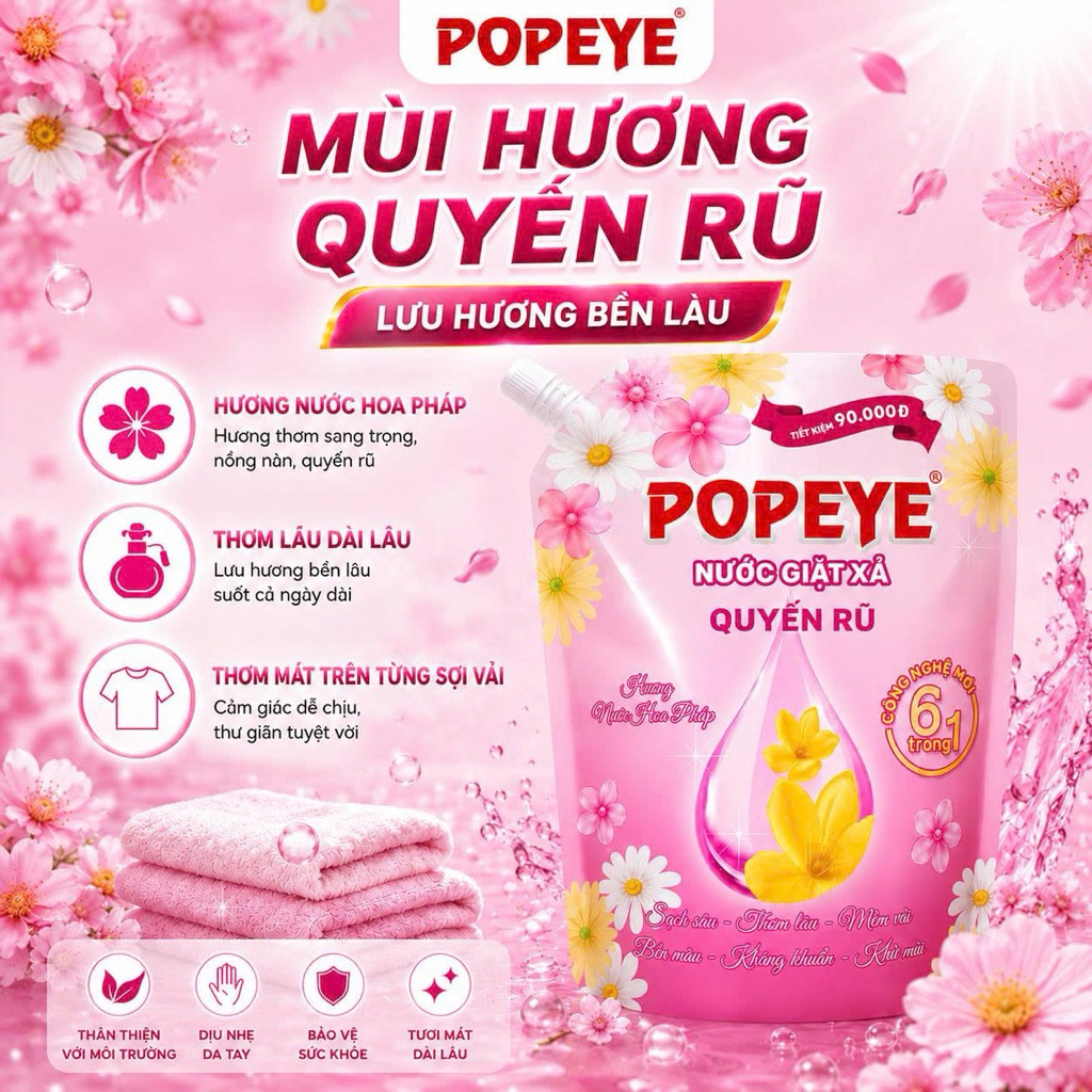 [Mua 1 tặng 1 ] Combo Tiết Kiệm Cho Cả Nhà -  Nước Giặt Xả Hương Quyến Rũ + Nước Lau Sàn Ngẫu Nhiên