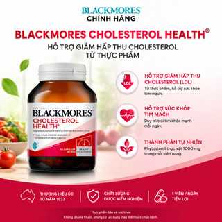 Viên uống giảm mỡ máu ngăn ngừa triệu chứng tim mạch Blackmores Cholesterol Health lọ 60 viên
