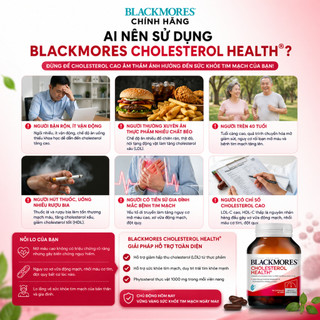 Viên uống giảm mỡ máu ngăn ngừa triệu chứng tim mạch Blackmores Cholesterol Health lọ 60 viên