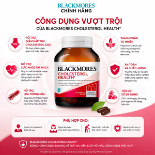 Viên uống giảm mỡ máu ngăn ngừa triệu chứng tim mạch Blackmores Cholesterol Health lọ 60 viên