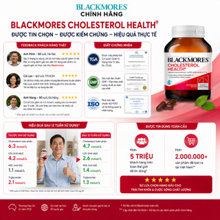 Viên uống giảm mỡ máu ngăn ngừa triệu chứng tim mạch Blackmores Cholesterol Health lọ 60 viên