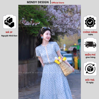 Diệp Hạ Châu - Set áo ngắn tay, chân váy xòe sang trọng thấm hút mồ hôi - Thiết kế cao cấp Mindy Design