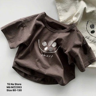 Áo thun ngắn tay cổ tròn QCCC vải cotton mềm mịn in hoạ tiết cho bé trai bé gái từ 9-28kg MZ2263