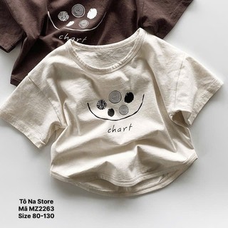 Áo thun ngắn tay cổ tròn QCCC vải cotton mềm mịn in hoạ tiết cho bé trai bé gái từ 9-28kg MZ2263