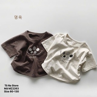 Áo thun ngắn tay cổ tròn QCCC vải cotton mềm mịn in hoạ tiết cho bé trai bé gái từ 9-28kg MZ2263