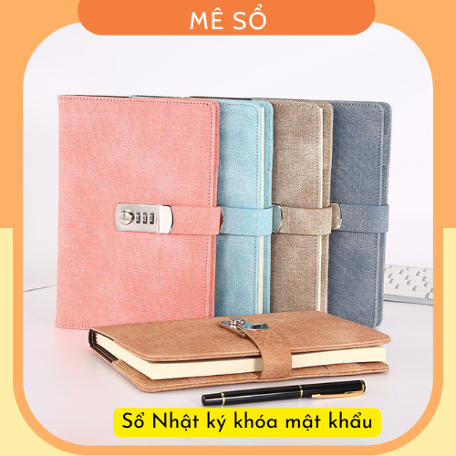 Sổ Mật Khẩu Nhật Ký A5, Sổ Có Khóa Mật Khẩu 200 Trang Giấy Dày 80 Gsm,Sổ Nhật ký Có Mật Khẩu Bìa Vải