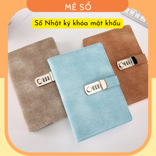 Sổ Mật Khẩu Nhật Ký A5, Sổ Có Khóa Mật Khẩu 200 Trang Giấy Dày 80 Gsm,Sổ Nhật ký Có Mật Khẩu Bìa Vải
