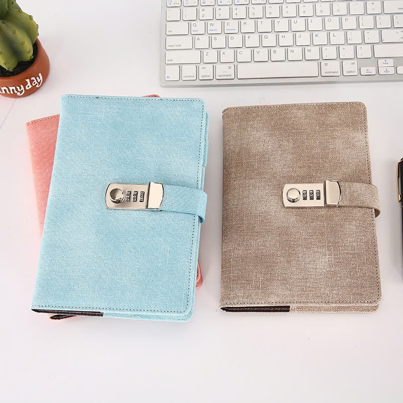 Sổ Mật Khẩu Nhật Ký A5, Sổ Có Khóa Mật Khẩu 200 Trang Giấy Dày 80 Gsm,Sổ Nhật ký Có Mật Khẩu Bìa Vải
