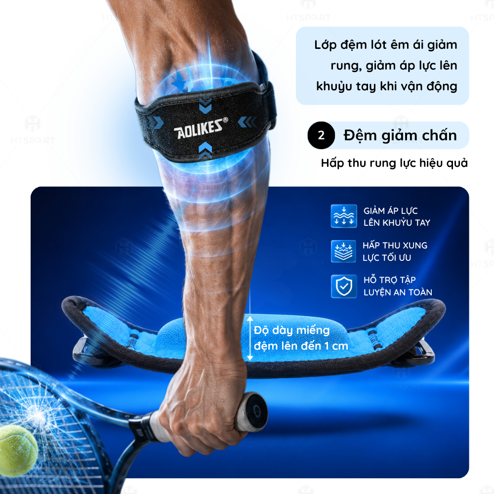 Đai Bó Cơ Bảo Vệ Khuỷu Tay Aolikes A-7949, Băng Quấn Tránh Chấn Thương Thể Thao Tennis Tập Gym