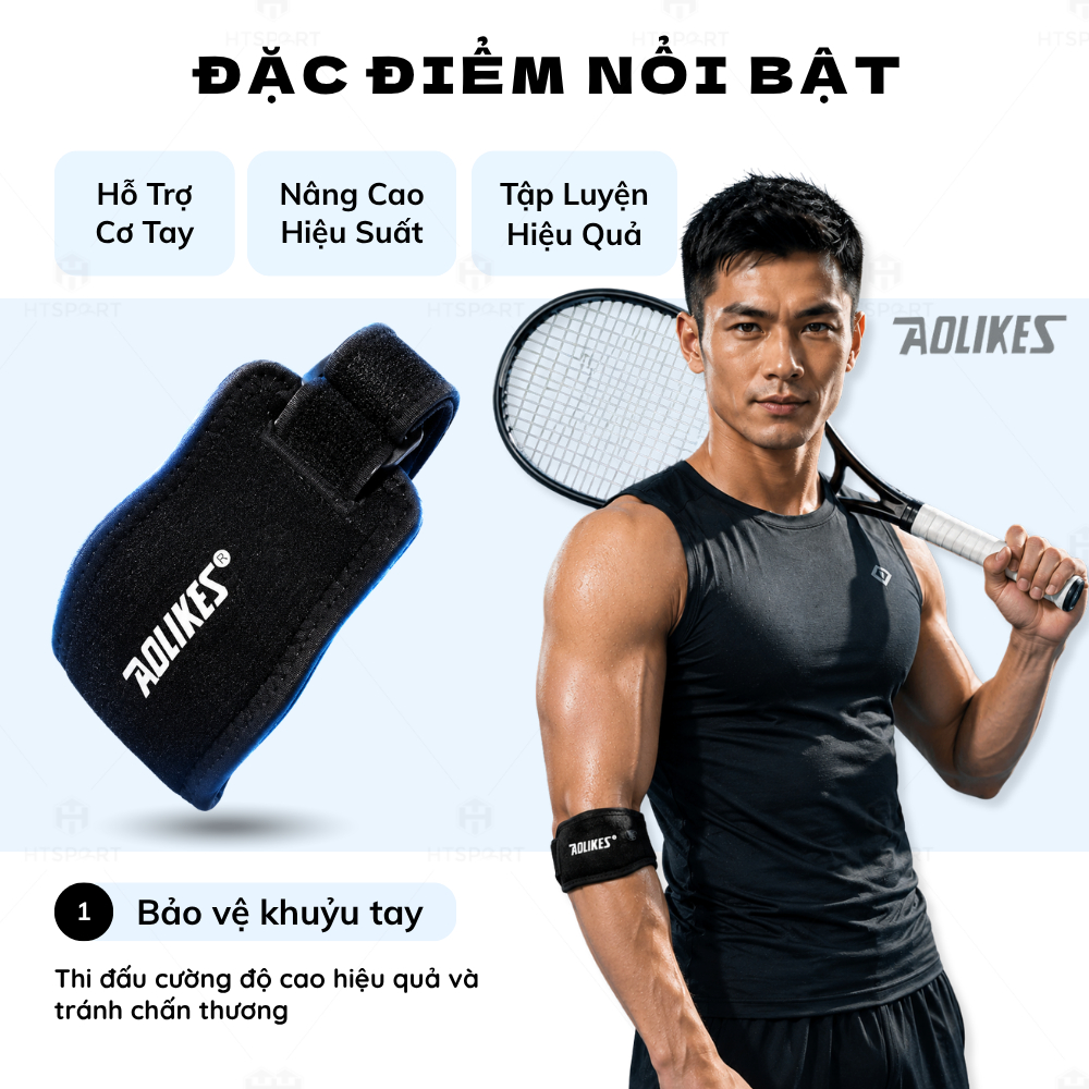 Đai Bó Cơ Bảo Vệ Khuỷu Tay Aolikes A-7949, Băng Quấn Tránh Chấn Thương Thể Thao Tennis Tập Gym