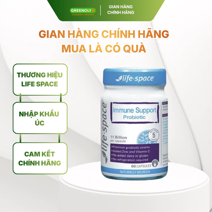Viên Uống Life Space Bổ Sung Men Vi Sinh Tăng Đề Kháng Adult Immune Support Probiotic 60 Viên
