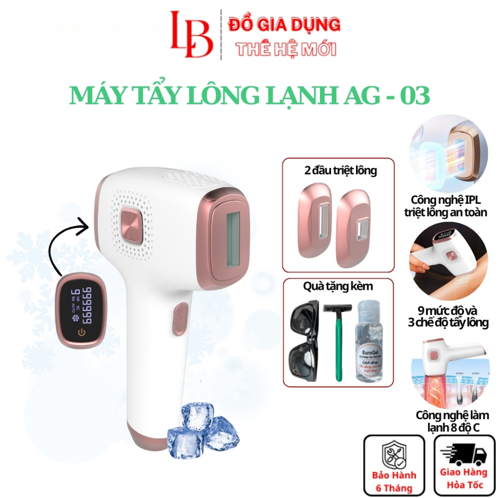 Máy Triệt Lông Lạnh Vĩnh Viễn Cầm Tay Tại Nhà AG – 03 Công Nghệ IPL Với 9 Cấp Độ và 3 Chê Độ Triệt Bảo Hành 12 Tháng | BigBuy360 - bigbuy360.vn