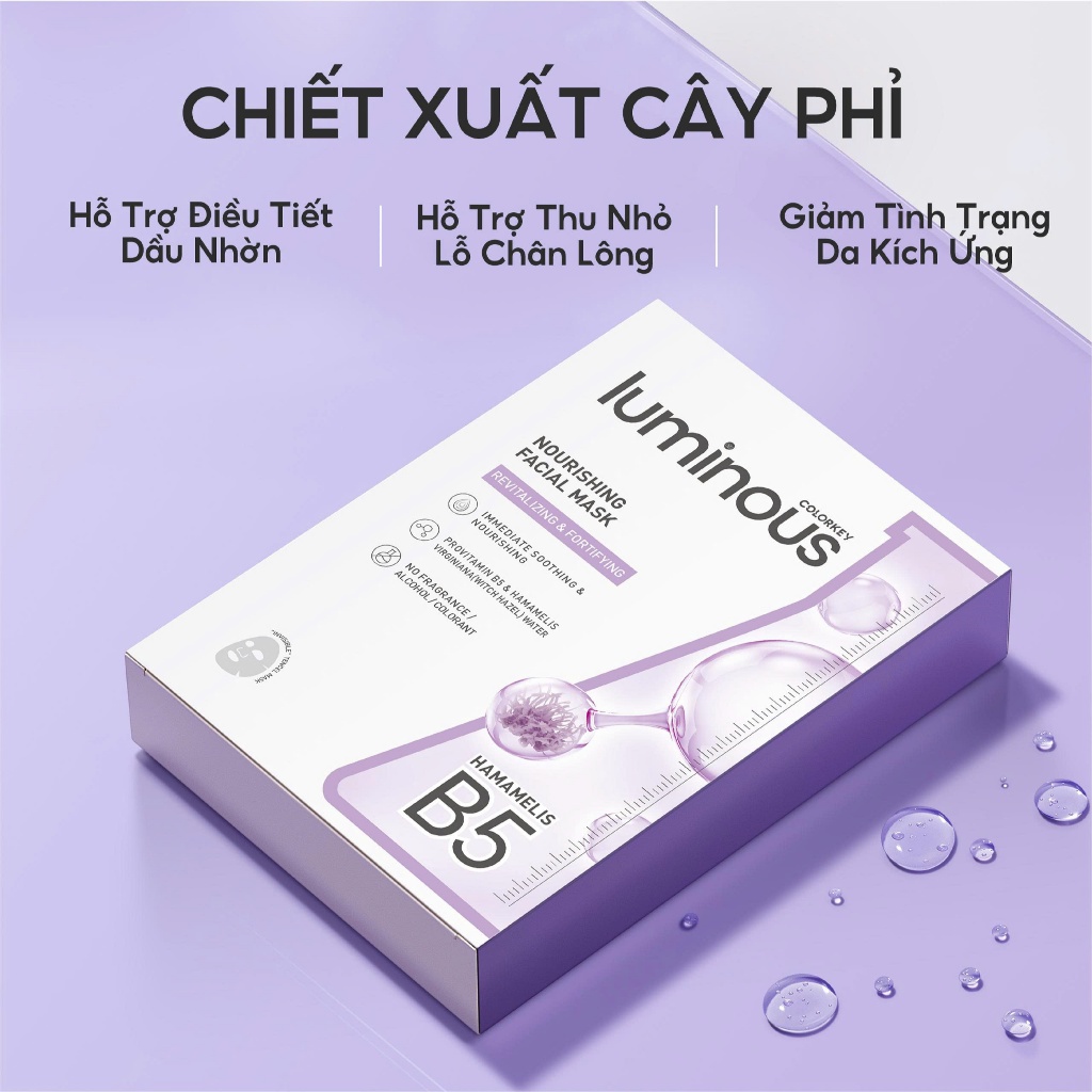 Mặt Nạ Giấy COLORKEY LUMINOUS | COMBO 3 HỘP| Tinh Chất Vitamin B5 Cấp Ẩm Cho Da Mịn Màng 25ml x 30 miếng