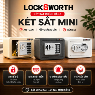 Két Sắt Mini Hộp Tiết Kiệm DelixLocksworth Khóa Điện Tử Có Khe Đút Tiền Chống Cháy, 2 Phương Thức Mở Khóa