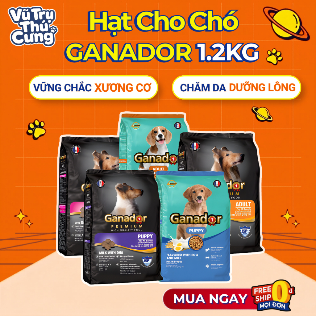 1,2Kg Thức ăn hạt cho Chó Ganador đa dạng hương vị