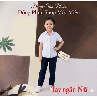Aó Sơ Mi Trắng Bé Gái Người  Lớn Cọc Tay Dài Tay Tay Lỡ Đi Học Đi Làm SIZE 18-85kg Vải Kate Loại Nhất Chất Lượng Cao Cấp