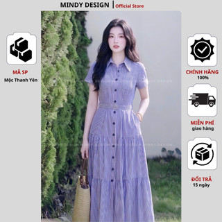 Mộc Thanh Yên - Váy cộc tay dáng A dài sang trọng, thấm hút mồ hôi - Thiết kế cao cấp Mindy Design