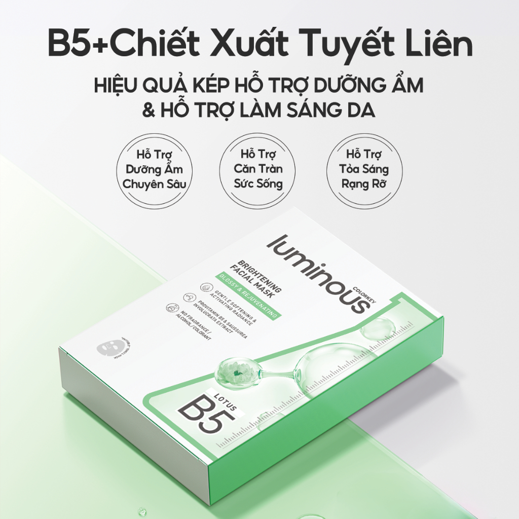 Mặt Nạ Giấy COLORKEY LUMINOUS | COMBO 3 HỘP| Tinh Chất Vitamin B5 Cấp Ẩm Cho Da Mịn Màng 25ml x 30 miếng