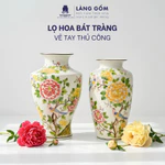 Bình hoa, lọ hoa vẽ tay Gốm sứ Bát Tràng cao cấp Men màu họa tiết Hoa phú quý dùng làm quà tặng, trang trí - Làng Gốm — ảnh 1