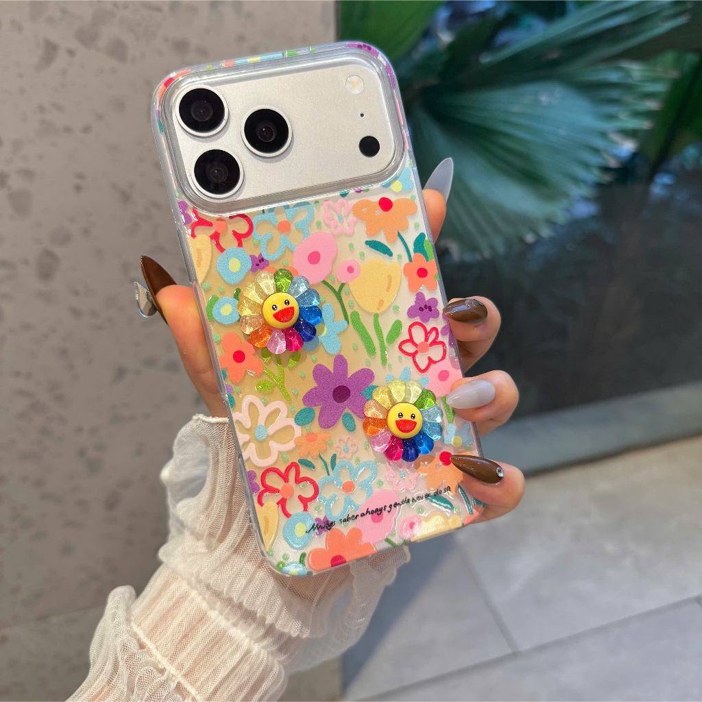 Ốp Lưng Iphone Hoa Mặt Trời Murakami 3D Cute Blossom Glass Case- Nắng Case