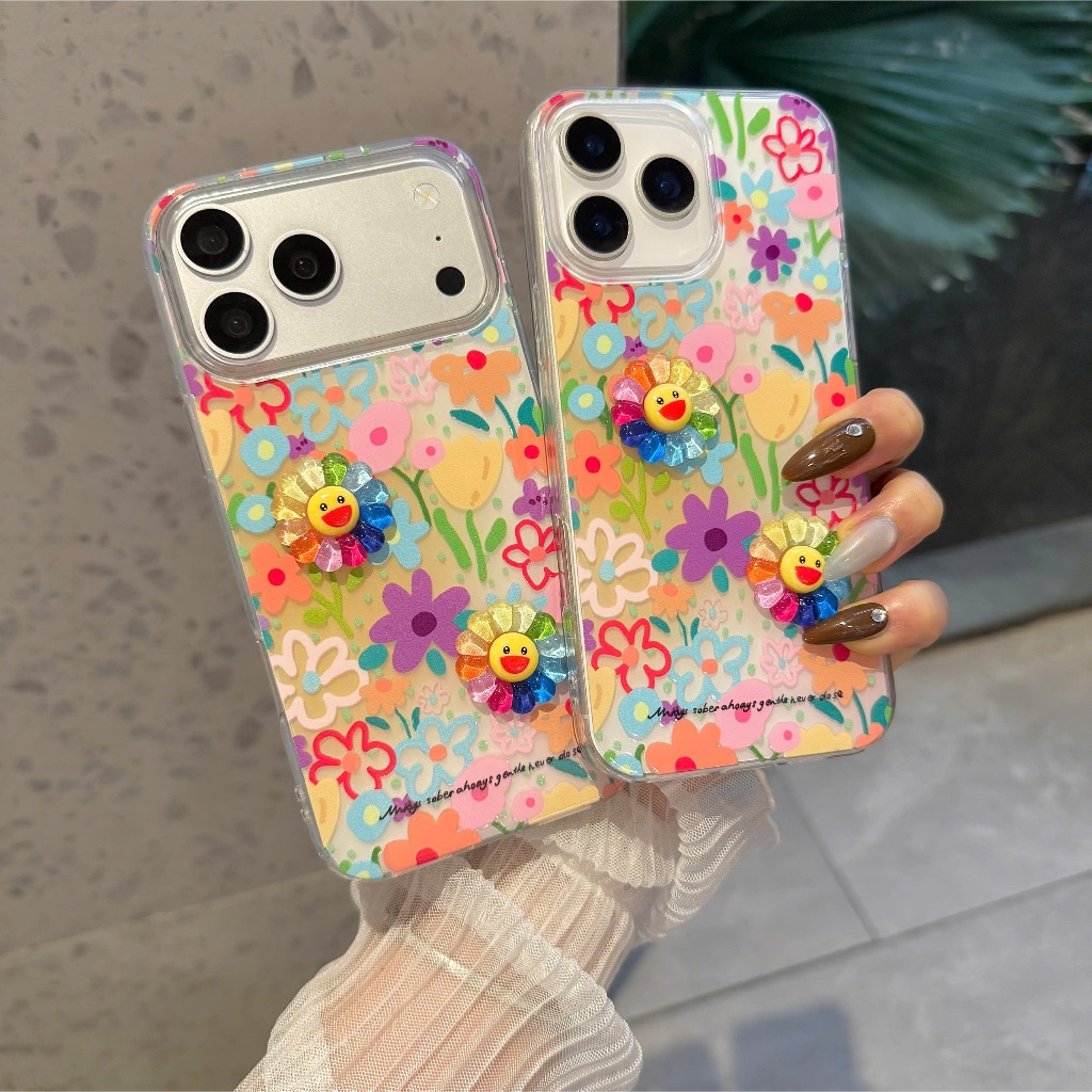 Ốp Lưng Iphone Hoa Mặt Trời Murakami 3D Cute Blossom Glass Case- Nắng Case