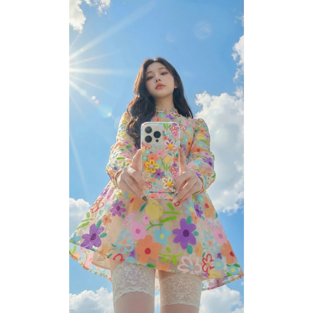 Ốp Lưng Iphone Hoa Mặt Trời Murakami 3D Cute Blossom Glass Case- Nắng Case