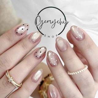 Nail Box thiết kế G080 màu thạch hồng mắt mèo chấm bi đơn giản tôn da nhà Gemychip