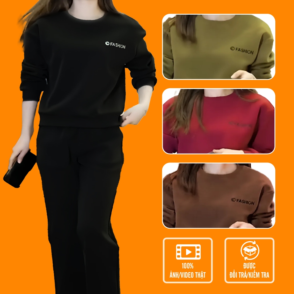 Đồ Bộ Nữ Quần Dài 𝗟𝗮𝗻𝗹𝗲𝗲 𝗙𝗮𝘀𝗵𝗶𝗼𝗻 Ống Suông Mã 0A