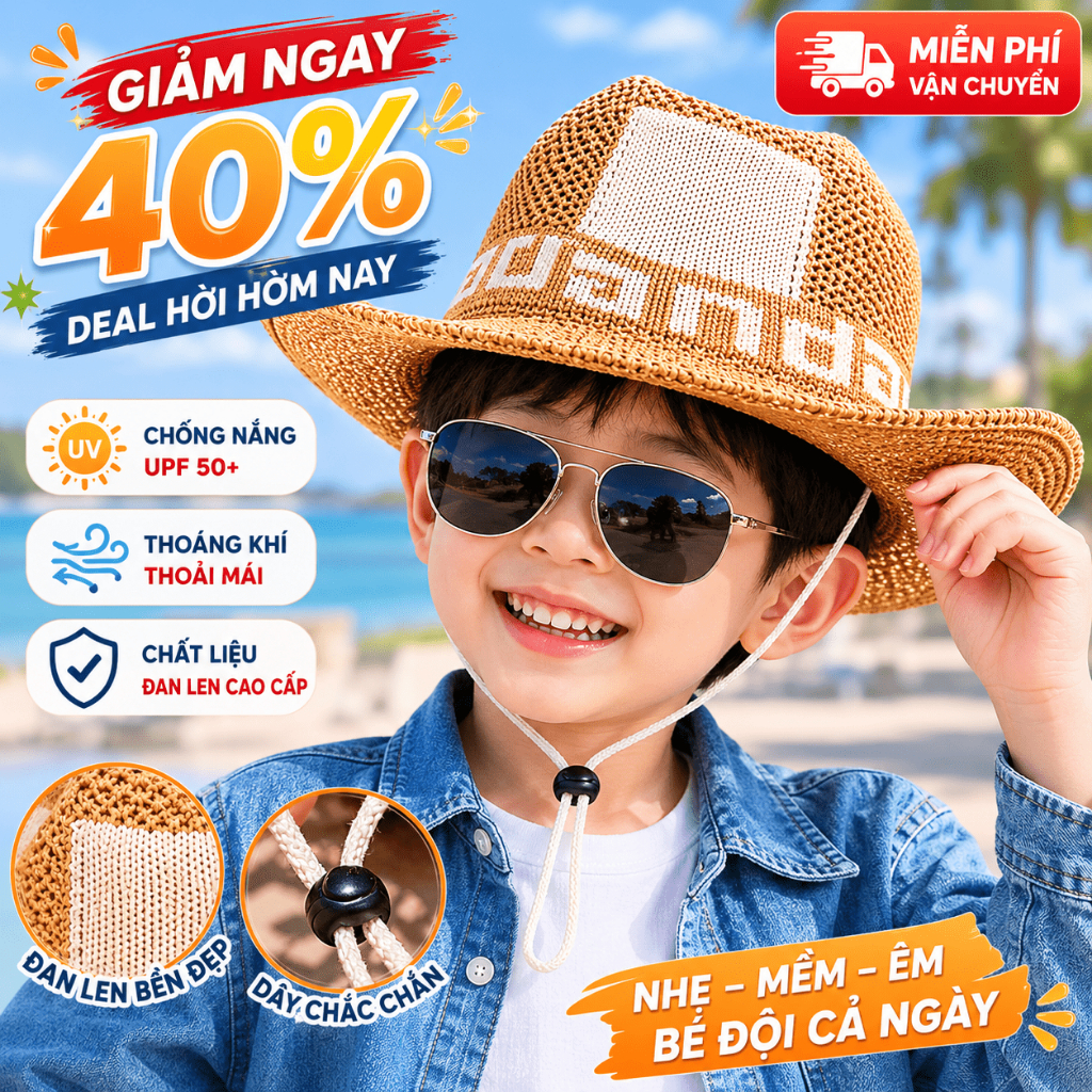 Mũ Nón Lưỡi Trai Chống Nắng Trẻ Em Vải Cây Bông Lanh Mùa Hè Gấu Phi Hành Gia Thoáng Mát An Toàn