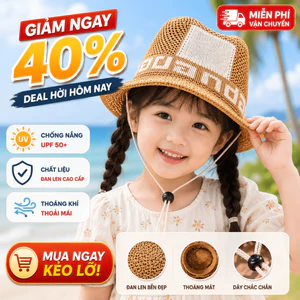 Mũ Nón Lưỡi Trai Chống Nắng Trẻ Em Vải Cây Bông Lanh Mùa Hè Gấu Phi Hành Gia Thoáng Mát An Toàn