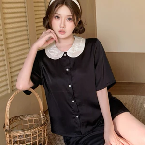 S08. Set Bộ Ngủ Lụa Phối Cổ Sen Tiểu Thư