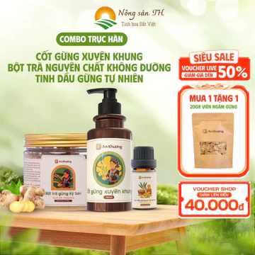Combo Trục Hàn 1 Trà Gừng Đường Phèn + Cốt Gừng Xuyên Khung + Tinh Dầu Gừng | Giữ Ấm, Trục Hàn, Thư Giãn & Hồ