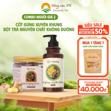 Combo Trục Hàn 2 Gồm Trà Gừng Không Đường Cốt Gừng Xuyên Khung Tinh Dầu Gừng Tự Nhiên Nghệ An