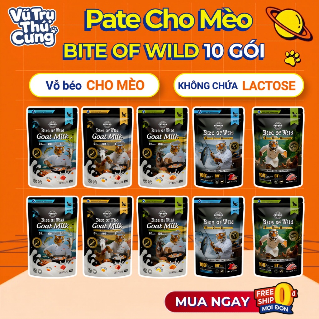 [COMBO 10 Gói] Pate Bite Of Wild Sữa Dê Cao Cấp 70g