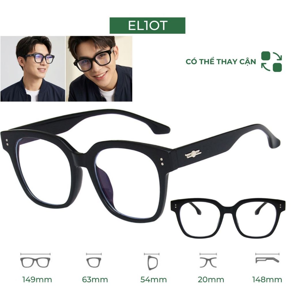Gọng kính cận vuông góc cạnh nam nữ ELIOT EYEWEAR chất liệu nhựa mềm nhẹ phụ kiện thời trang phù hợp thay tròng cận 315
