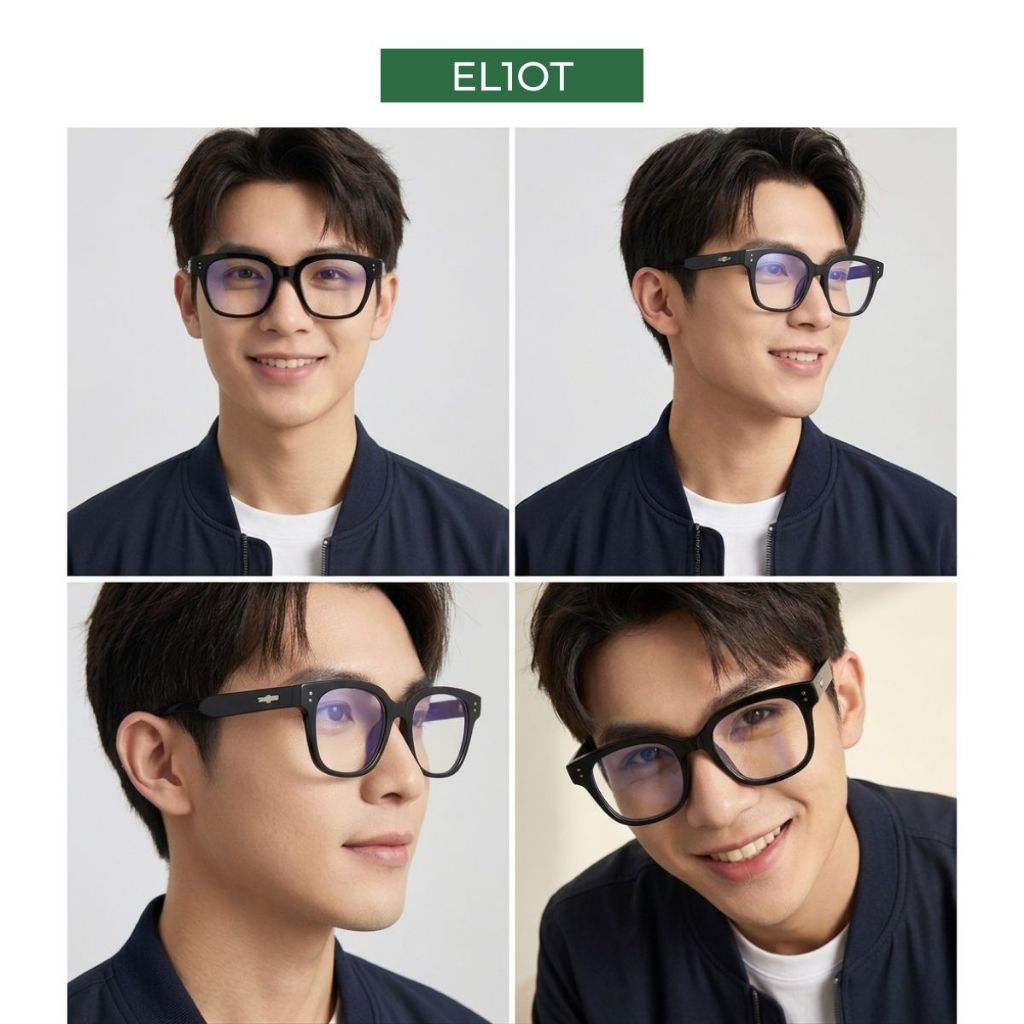 Gọng kính cận vuông góc cạnh nam nữ ELIOT EYEWEAR chất liệu nhựa mềm nhẹ phụ kiện thời trang phù hợp thay tròng cận 315