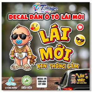 Decal Lái Mới Dán Xe Ô Tô, Xe Tải Chống Nước, Giao Hàng Miễn Phí, Sticker Cho Tài Non & Mới Lấy Bằng
