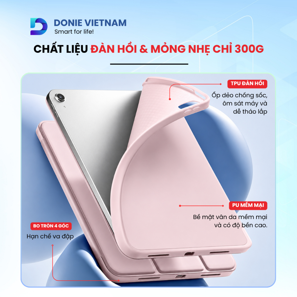 Bao Da iPad Màu Pastel, Bảo Vệ Toàn Diện Cho A16 Gen 10/11 Air 11" 13" M2 M3 M4 | DONIE P01