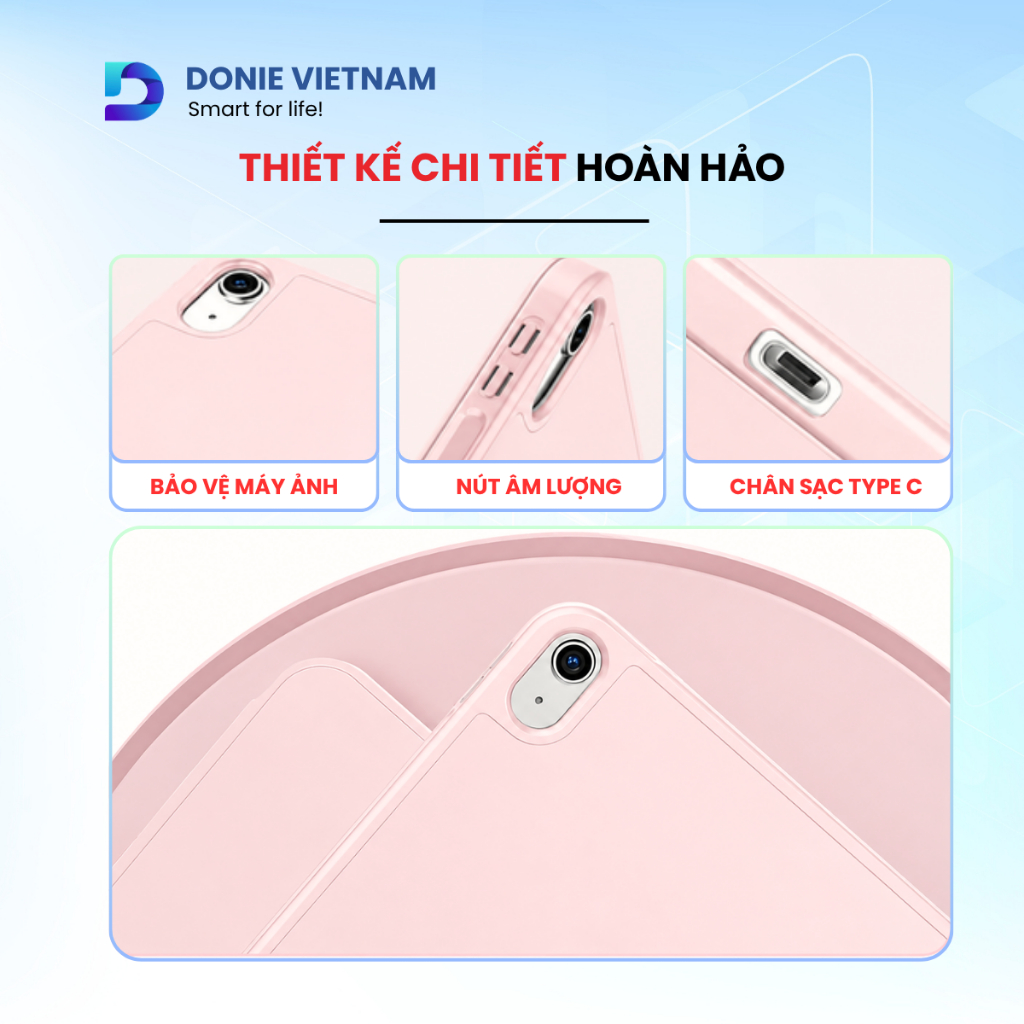 Bao Da iPad Màu Pastel, Bảo Vệ Toàn Diện Cho A16 Gen 10/11 Air 11" 13" M2 M3 M4 | DONIE P01