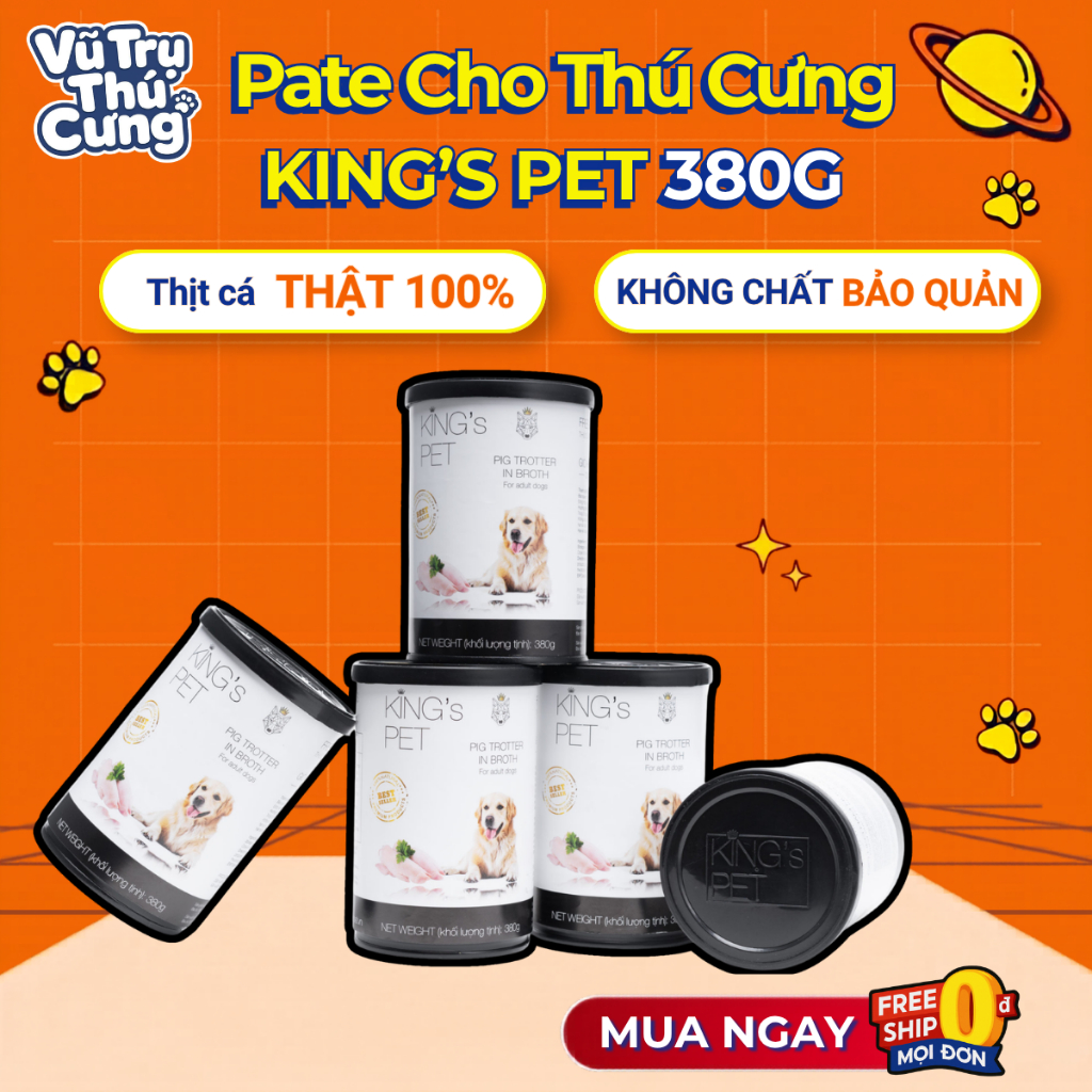 Pate King Pet Cho Chó Mèo Từ Thịt và Rau Củ  Lon 380g