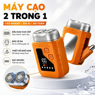 Máy cạo râu dành cho nam, dao cạo điện USB, sạc nhanh; máy cạo râu đa chức năng, có kèm đầu tỉa lông mũi và kèm gương